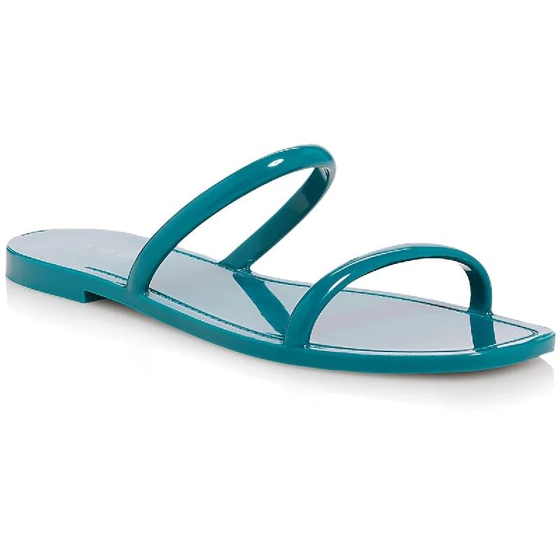 Aqua Womens Metallic Slip On Jelly Sandals