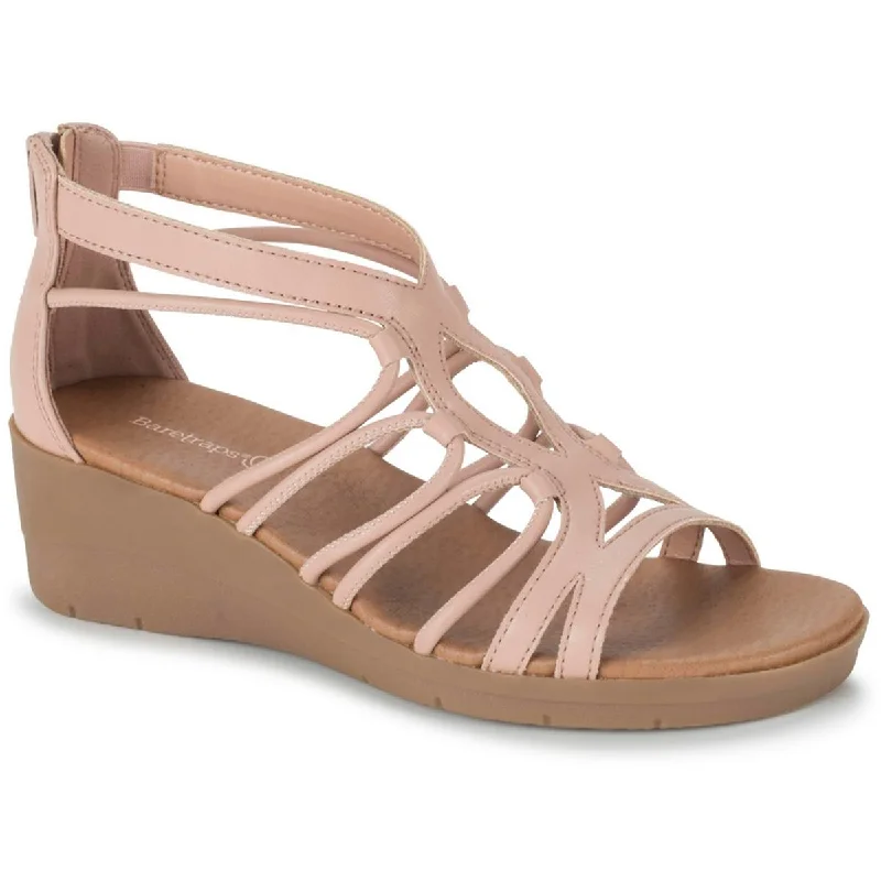 Baretraps Womens Kitra Faux Leather Strappy Wedge Sandals