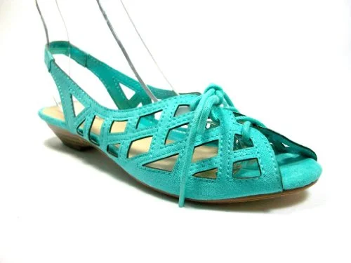 Women's Casper-01 Mint Lace up Gladiator Caged Wedge Sandals