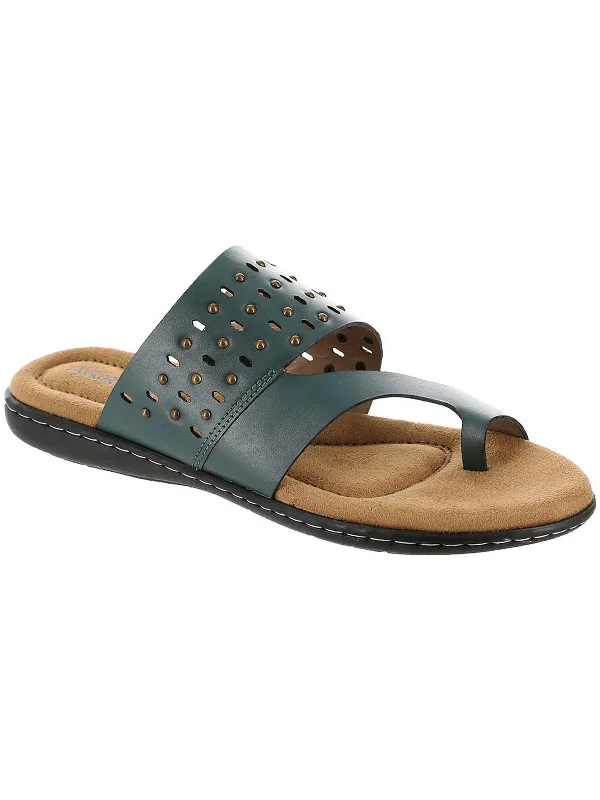 Catalina Womens Leather Studded Slide Sandals