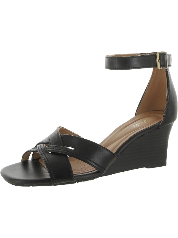 Cielo Charm Womens Leather Criss-Cross Wedge Sandals