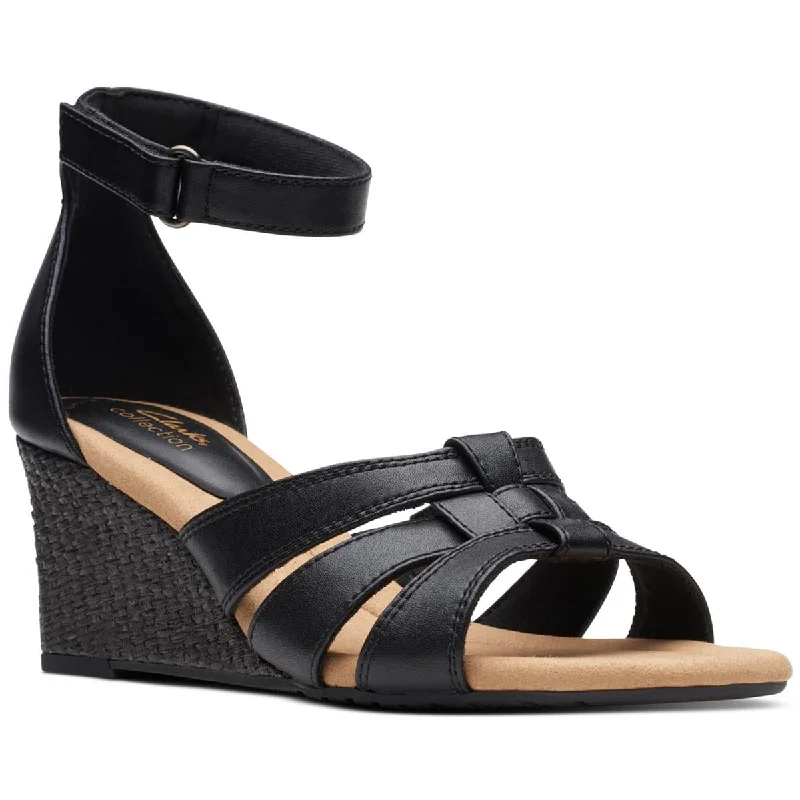 Clarks Womens Kyarra Joy Leather Woven Wedge Sandals