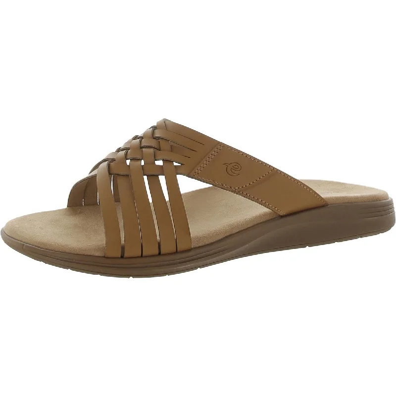 Easy Spirit Womens Seeley Faux Leather Woven Slide Sandals