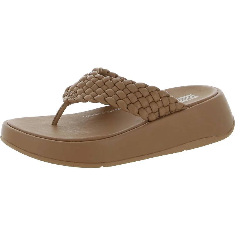 Fitflop Womens F-Mode Leather Basketweave Wedge Sandals