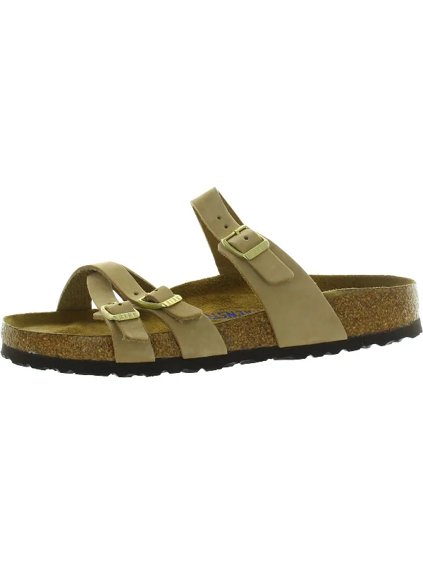 Franca Womens Leather Footbed Slide Sandals