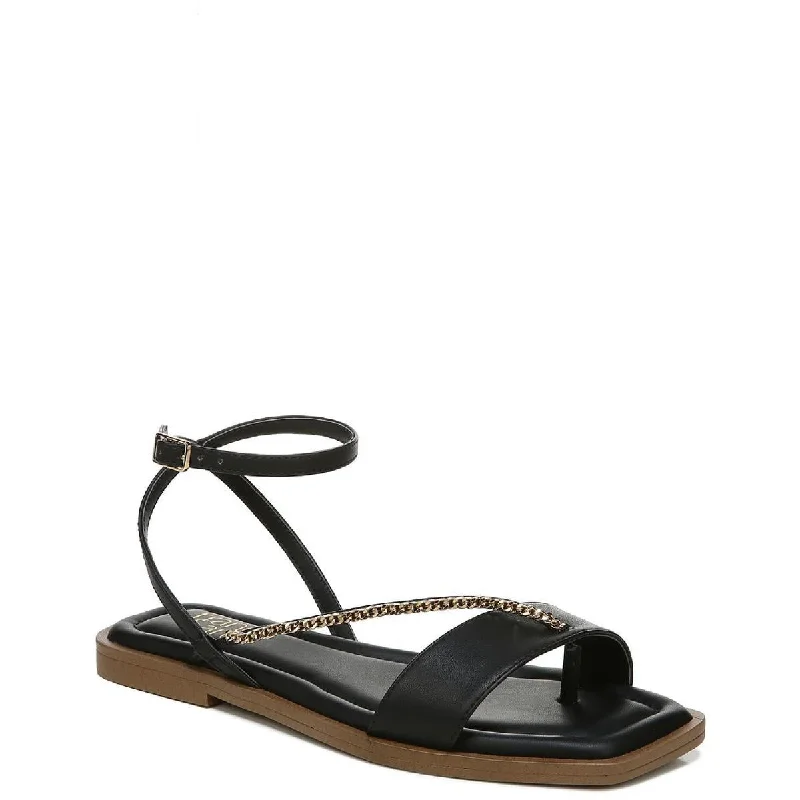 Franco Sarto Womens Mela Faux Leather Ankle Strap Thong Sandals