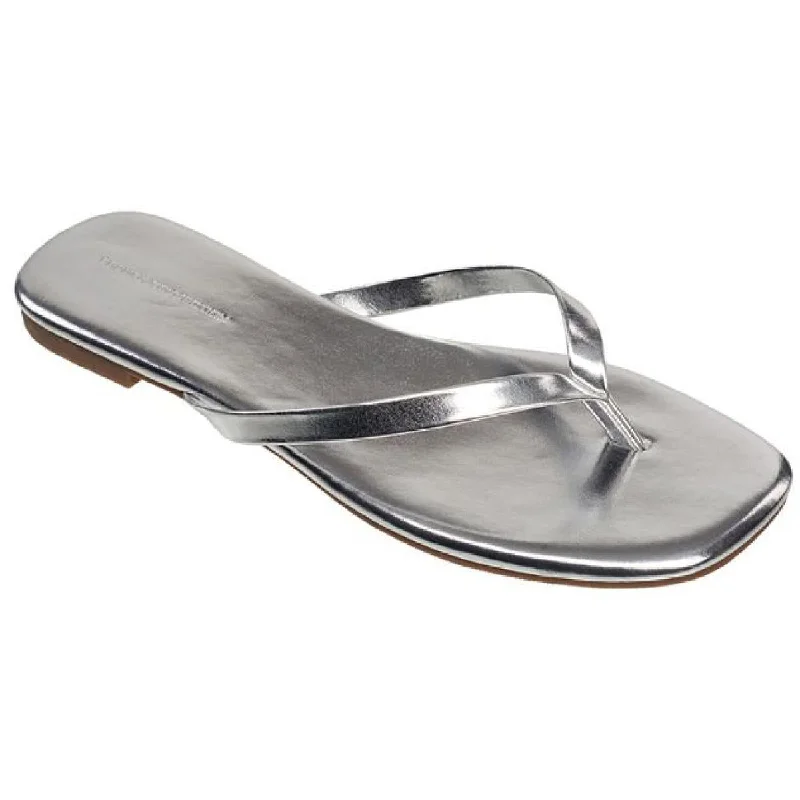 French Connection Womens Morgan Vegan Leather Slip On Thong Sandals