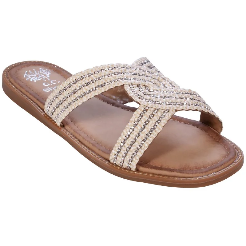 GC Shoes Womens JANELL Embellished Woven Slide Sandals