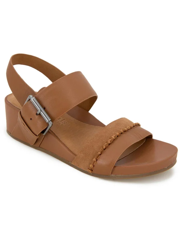 Giulia Womens Leather Slip On Wedge Sandals