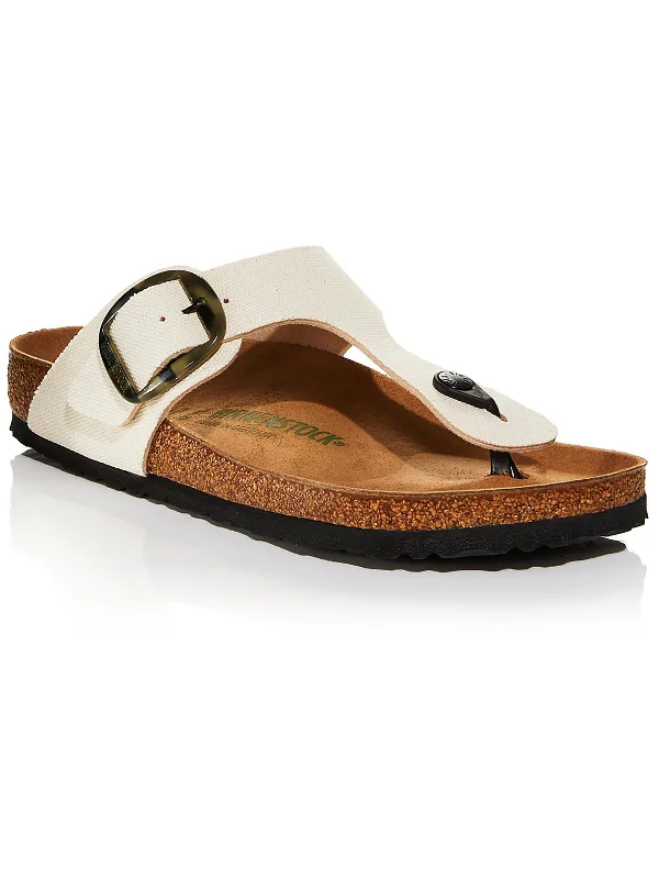 Gizeh Big Buckle Womens Leather Thong Slide Sandals