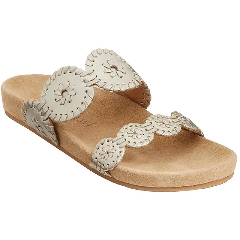 Jack Rogers Womens Comfort Lauren Leather Slide Sandals