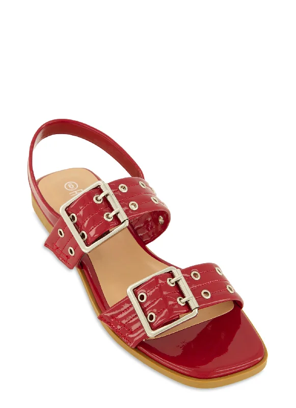 Double Buckle Band Ankle Strap Sandals