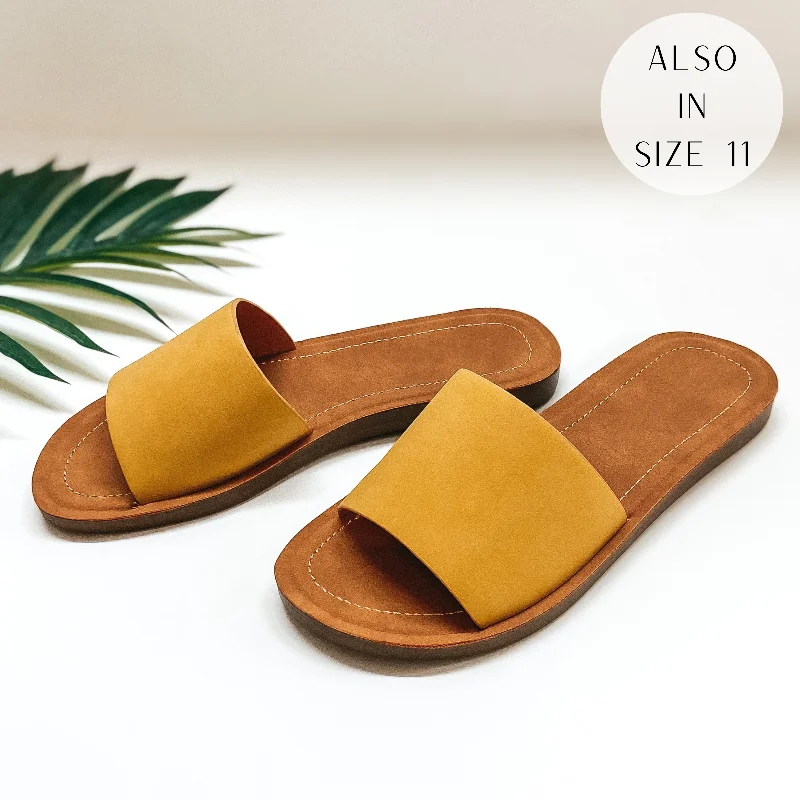 Passing By Single Strap Slide On Sandals in Yellow