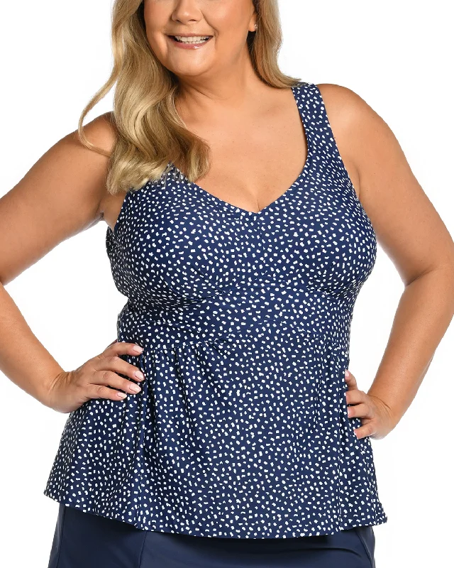 2024 Maxine of Hollywood Women's Plus Seaside Dot Empire Tankini Top - Mw4dk71