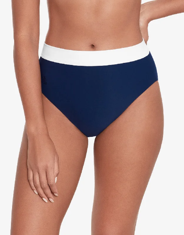 Bel Air High Waist Bikini Pant - Navy and White