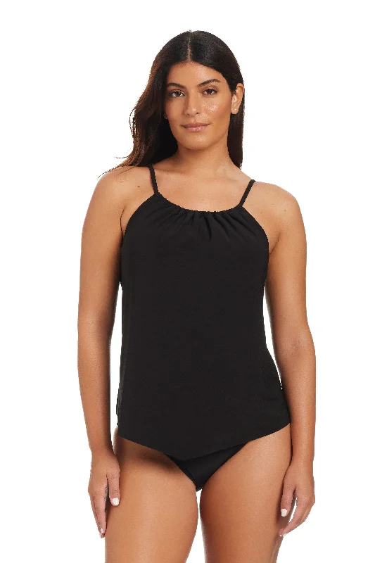 Beyond Tummy Control Solid Essentials High Neck Tankini Top