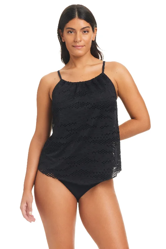 Beyond Tummy Control Textured Solids High Neck Tankini