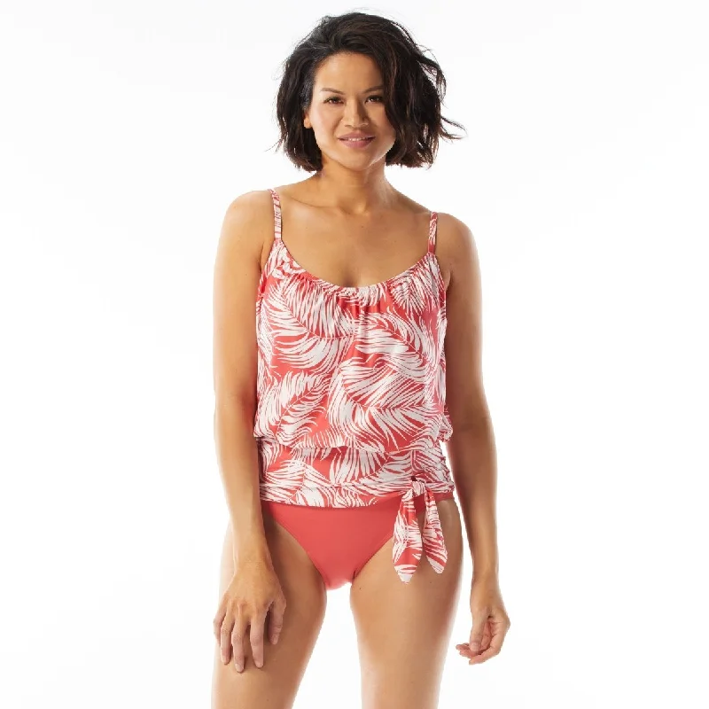 COCO CONTOURS  JEM FEATHER PALM PRINTED BLOUSON TANKINI BLOOM