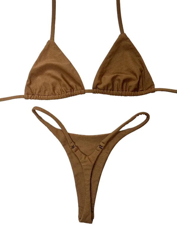 DIPPED SEAMLESS THONG BOTTOM- TAN