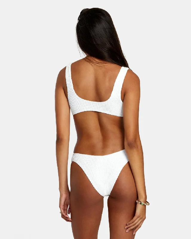 Grooves Texture High Leg Bikini Bottoms - Whisper White