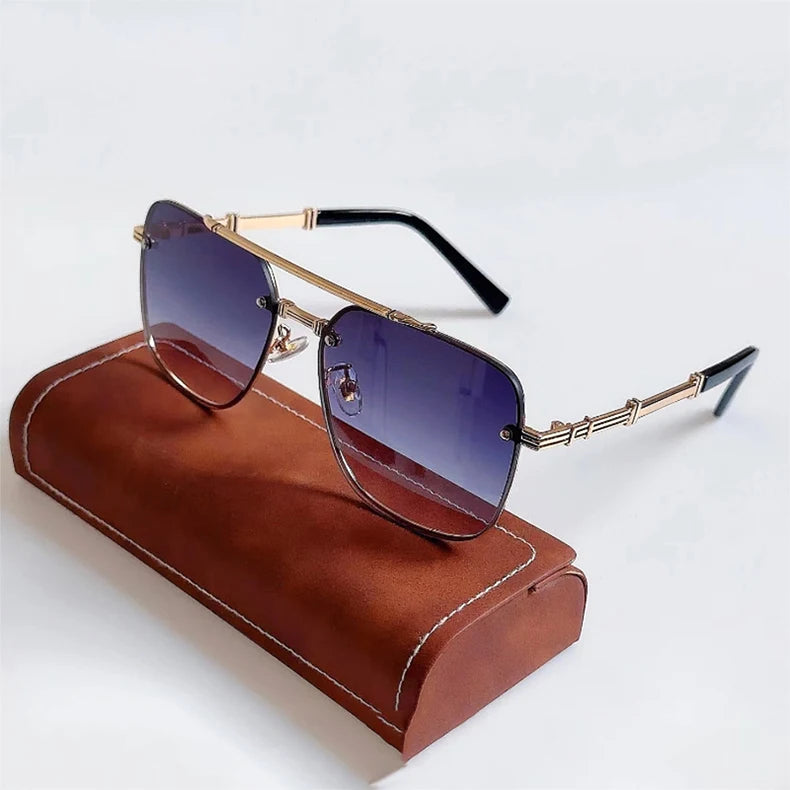 Men and Women Vintage Luxury Gradient Shade Square Sunglasses