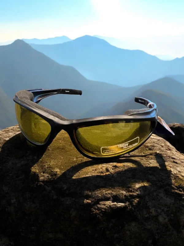 Mountain Shades Nytron Sunglasses, Black with Yellow Lenses