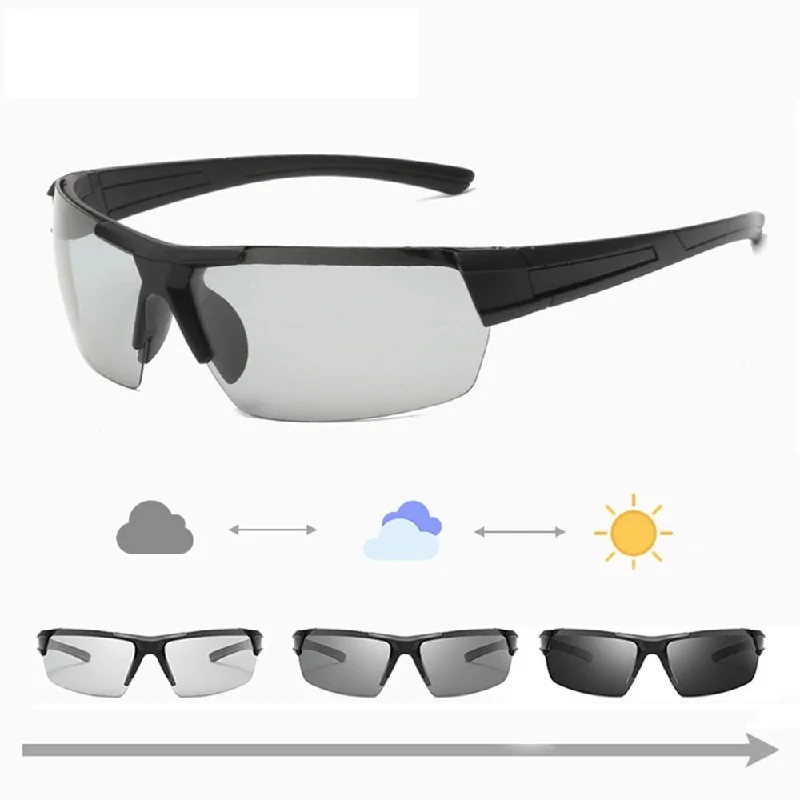 Photochromic Carbon Fiber Frame Sports Cycling Sunglasses for Men