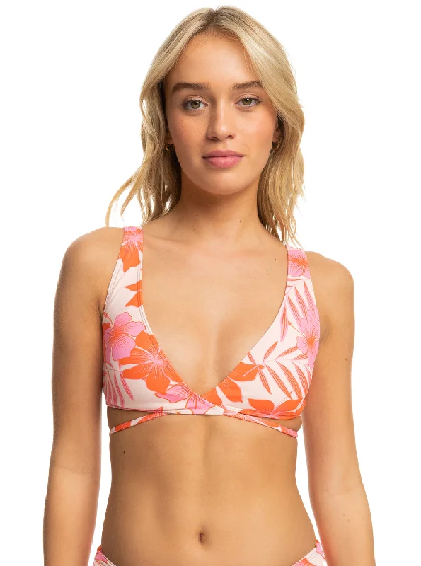 Printed Beach Classics Elongated Bikini Top - Pale Dogwood Lhibiscus