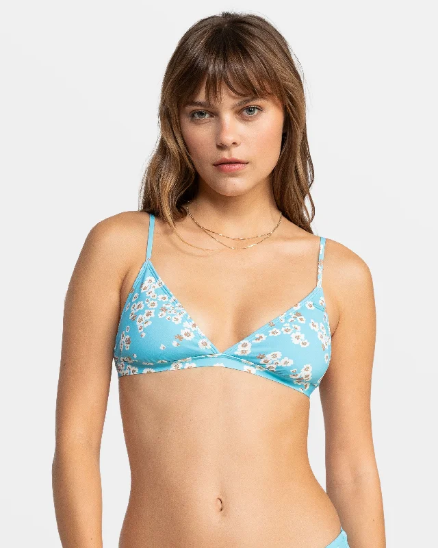 Printed Beach Classics Fixed Triangle Bikini Top - Maui Blue Margarita