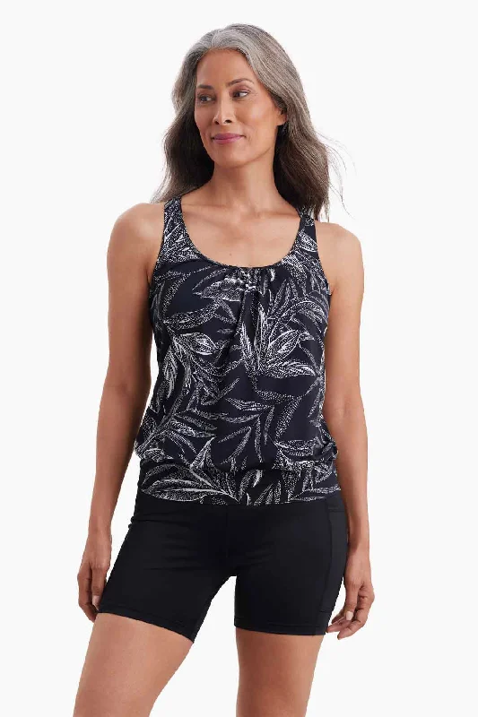 Leaf Encounter Mastectomy Shirred Neck Blouson