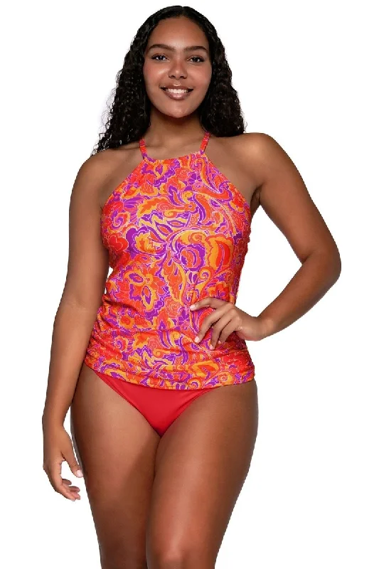 SUNSETS ESCAPE HARLOW PRINTED HIGH NECK TANKINI