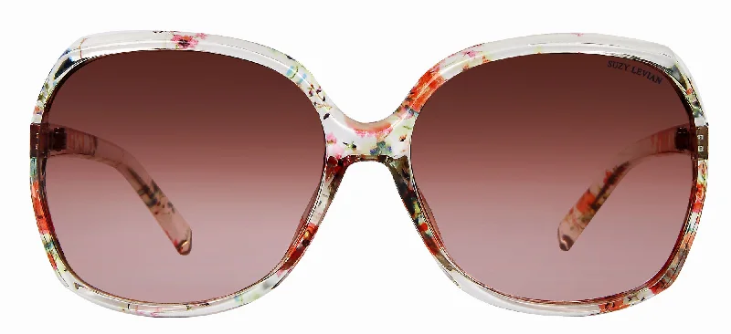 Suzy Levian Women's Clear Floral Oversize Sunglasses