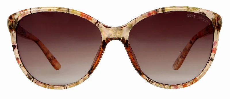 Suzy Levian Women's Pink Floral Gold Trellis Accent Sunglasses