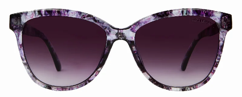 Suzy Levian Women's Purple Tortoise Square Lens Sunglasses