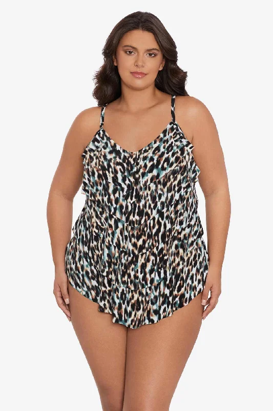 Leopard In The Mist Plus Size Rachel Tankini Top