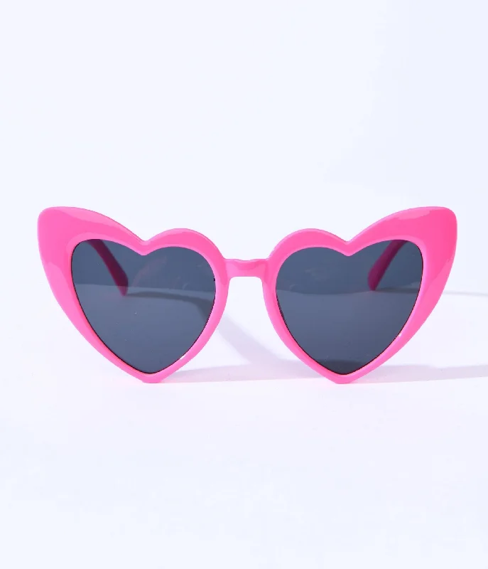 Unique Vintage Hot Pink Heart Sunglasses