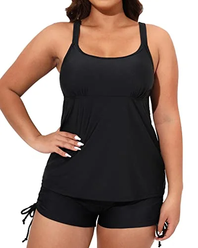 Tankini Swimsuit For Women Plus Size Swimwear For Women-Black